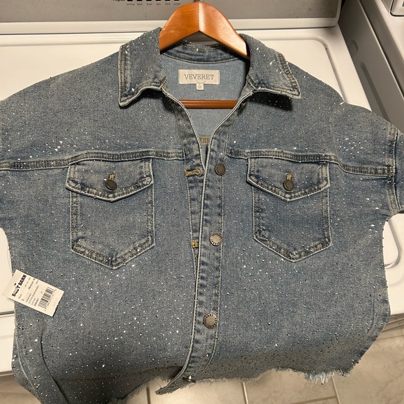 Vervet Light Blue Jean Jacket with Silver Details - Picture 3 of 8